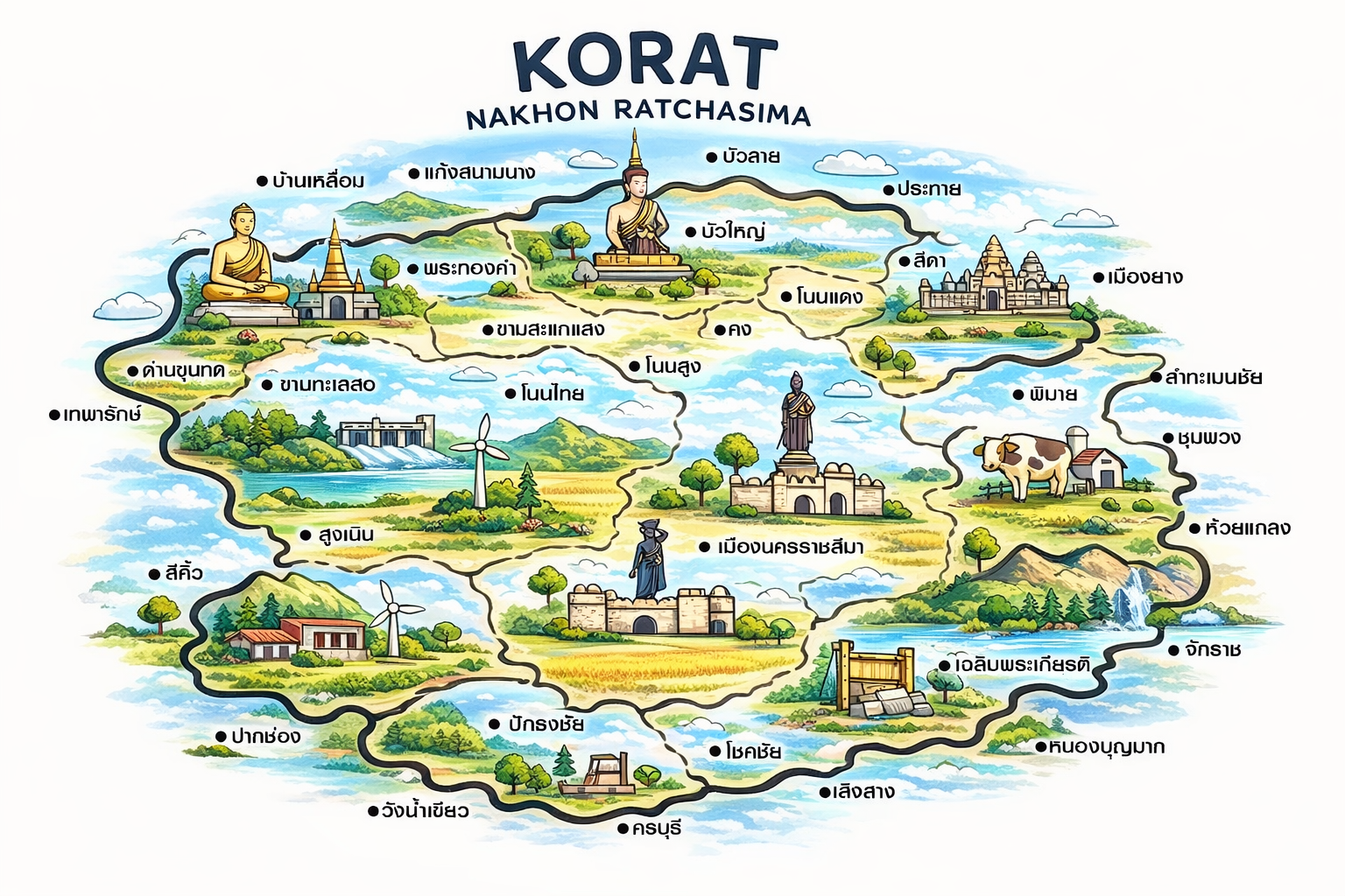 แผนที่ท่องเที่ยวนครราชสีมา